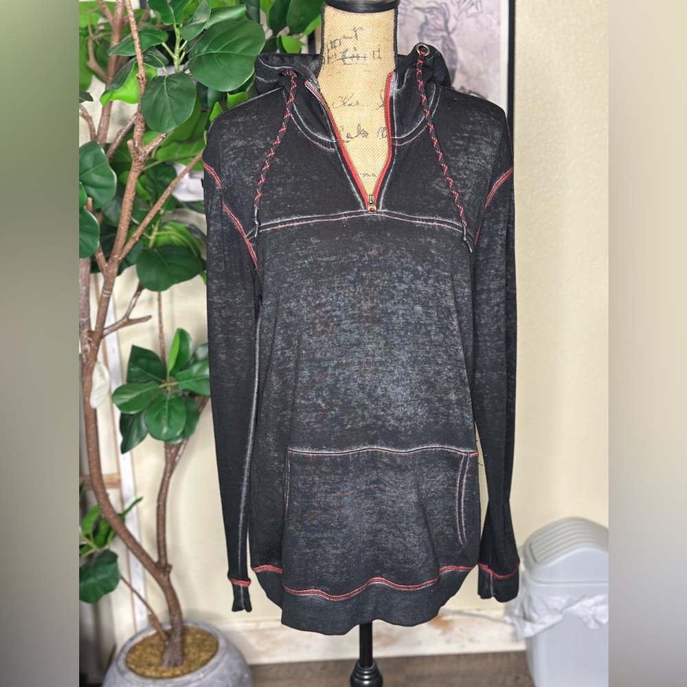 Black Pullover with Red Stitching